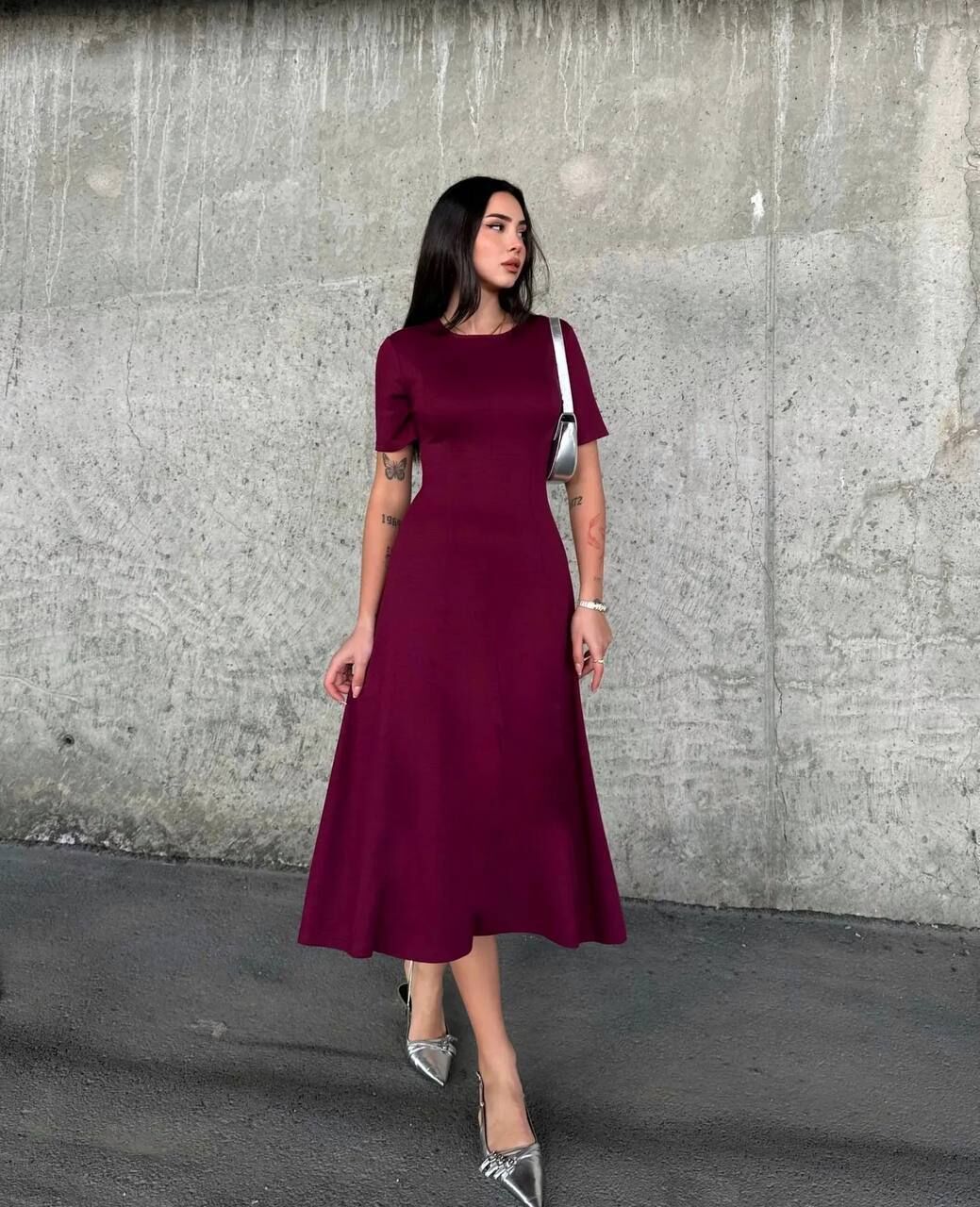OYS MODAL ELBİSE BORDO