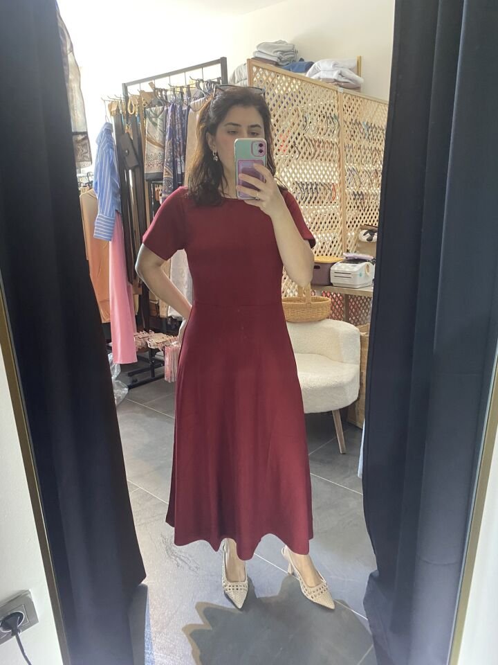 OYS MODAL ELBİSE BORDO