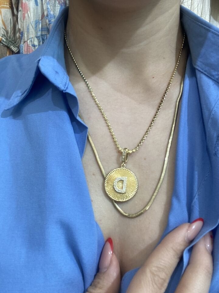 GOLD EZME ZİNCİRLİ HARF KOLYE