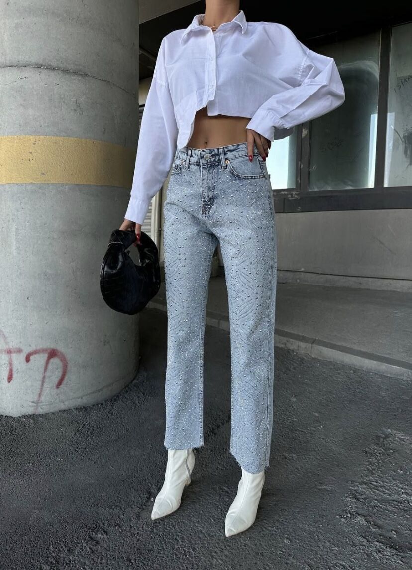 GÜMÜŞ TAŞLI KOT PANTOLON