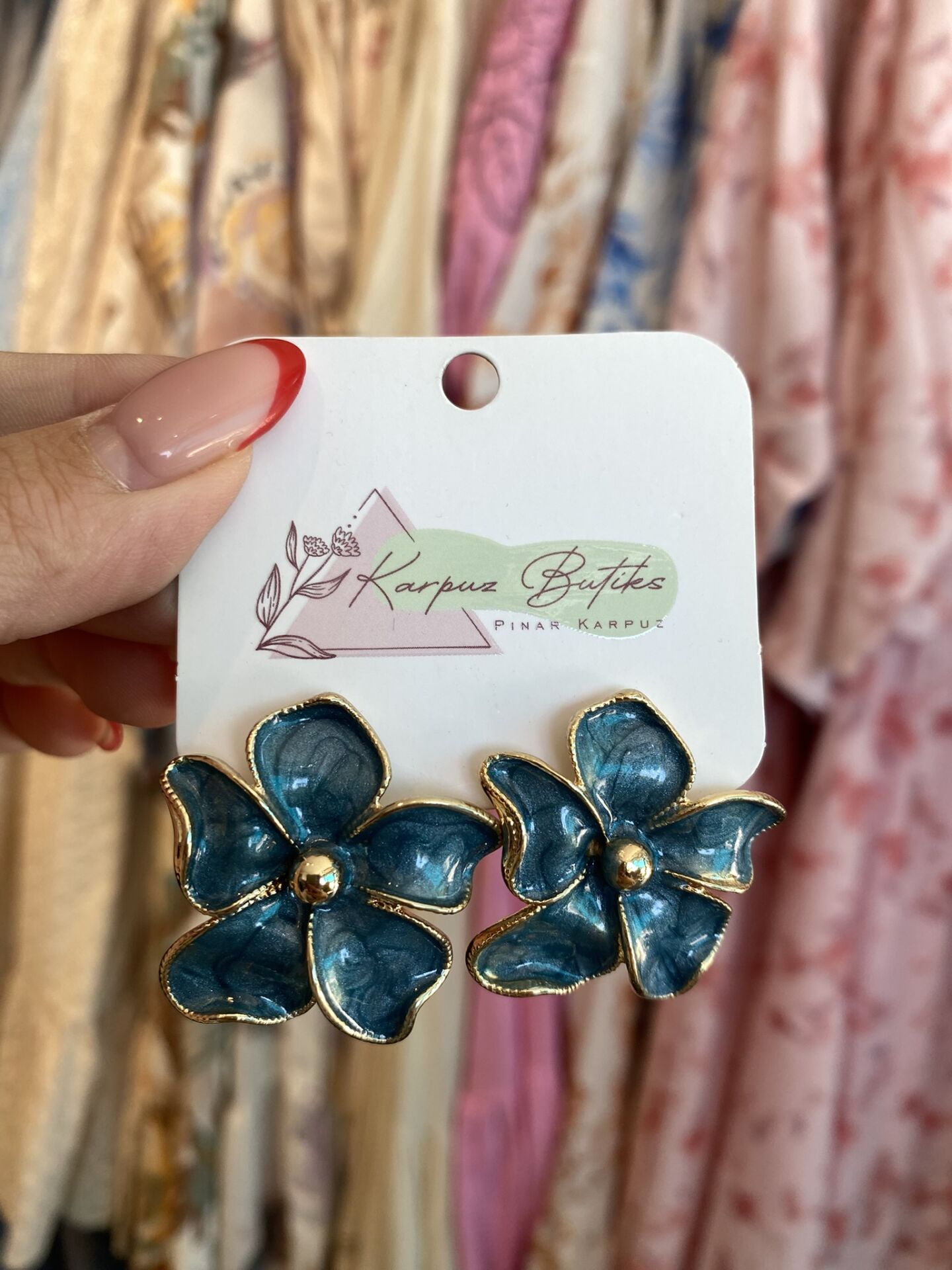 GOLD MAVİ FLOWER VİP KÜPE 3