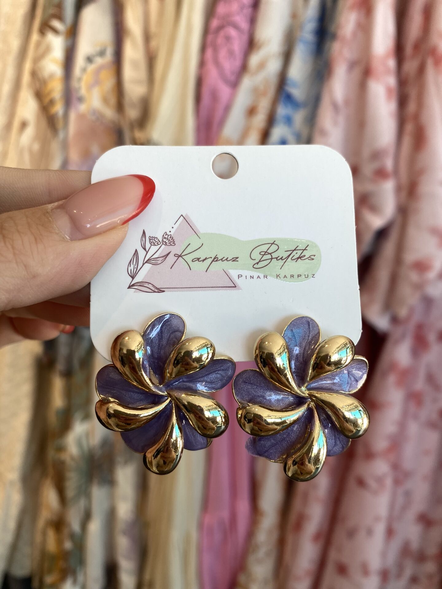 GOLD LİLA FLOWER VİP KÜPE 4