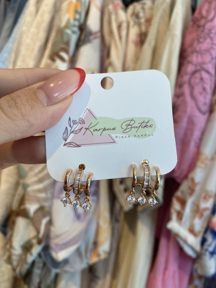 XUPİNG ROSE 3LÜ GÖRÜNÜM ÇELİK KÜPE