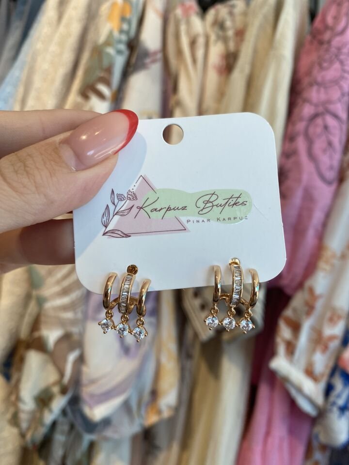 XUPİNG ROSE 3LÜ GÖRÜNÜM ÇELİK KÜPE