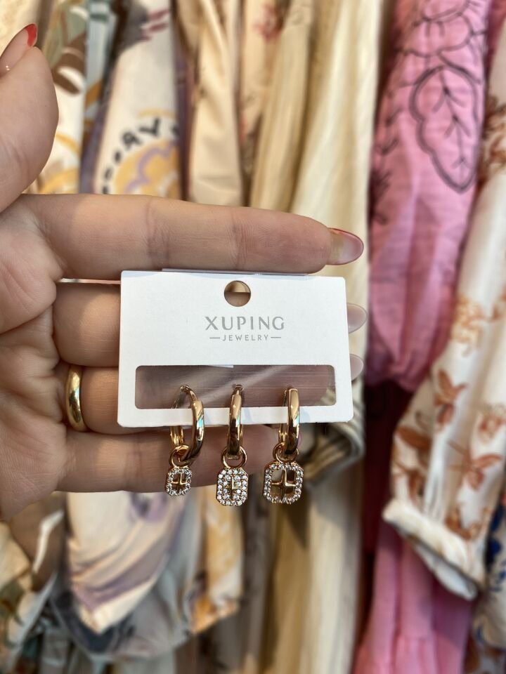 XUPİNG GOLD 3 LÜ ÇELİK KÜPE SETİ 1