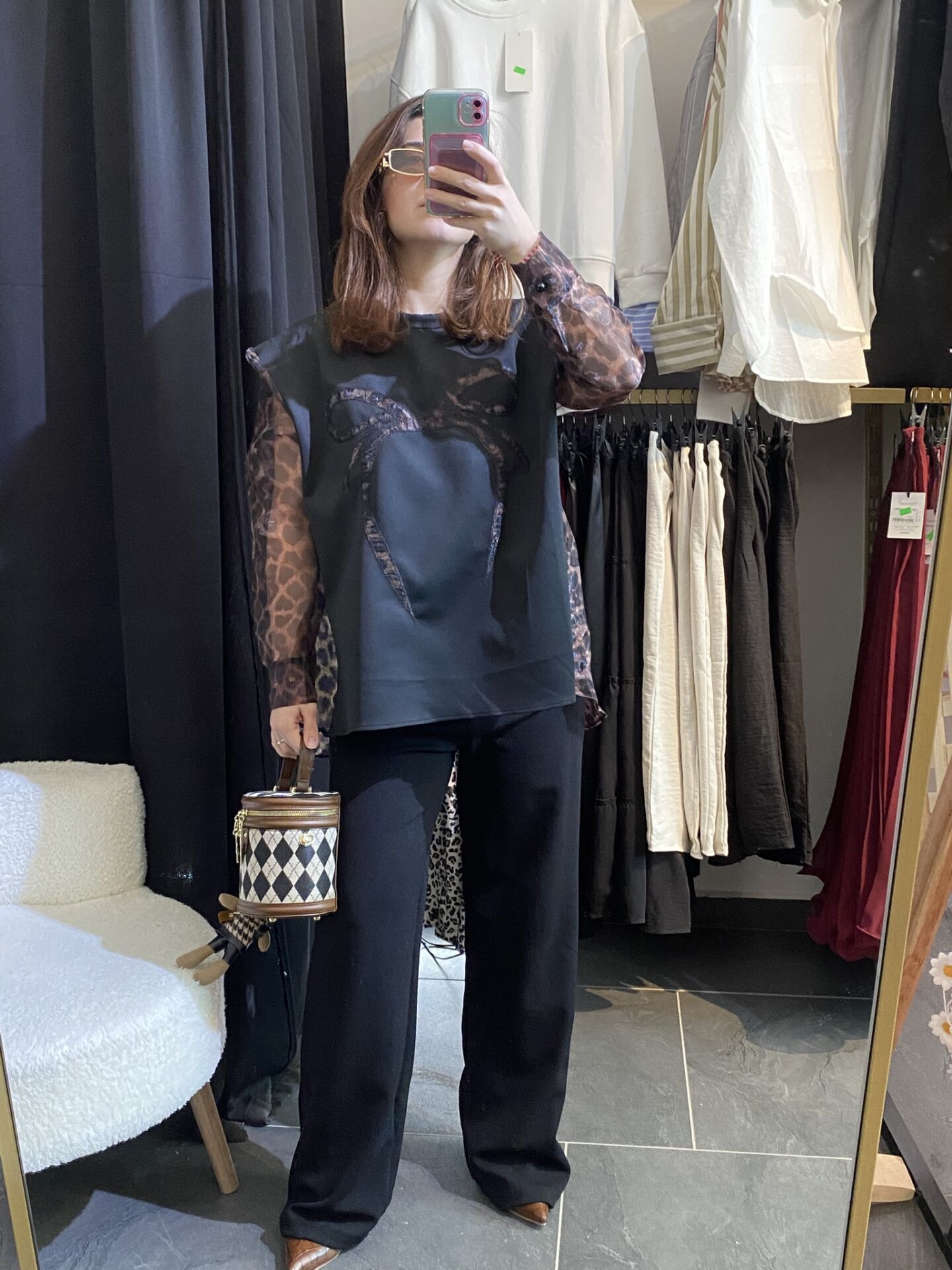 LEOPAR TÜL BLUZ