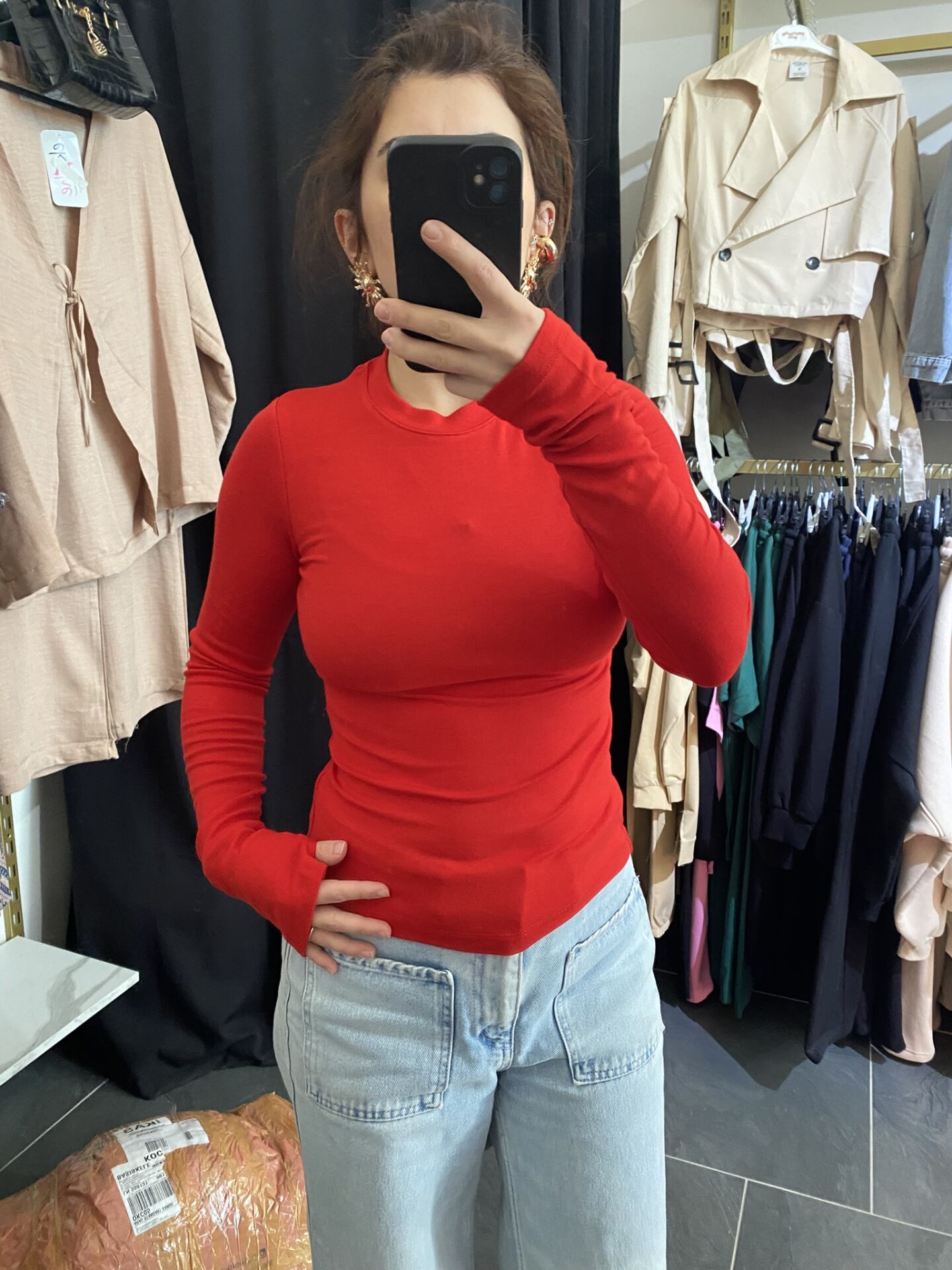 OYSHO PARMAK DETAY KIRMIZI BODY
