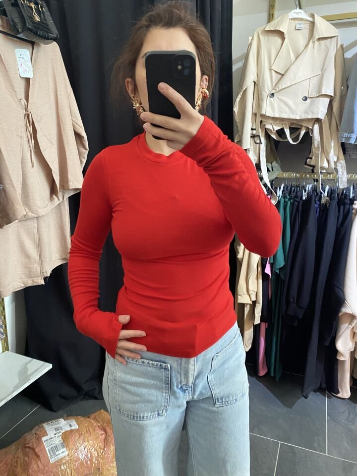 OYSHO PARMAK DETAY KIRMIZI BODY