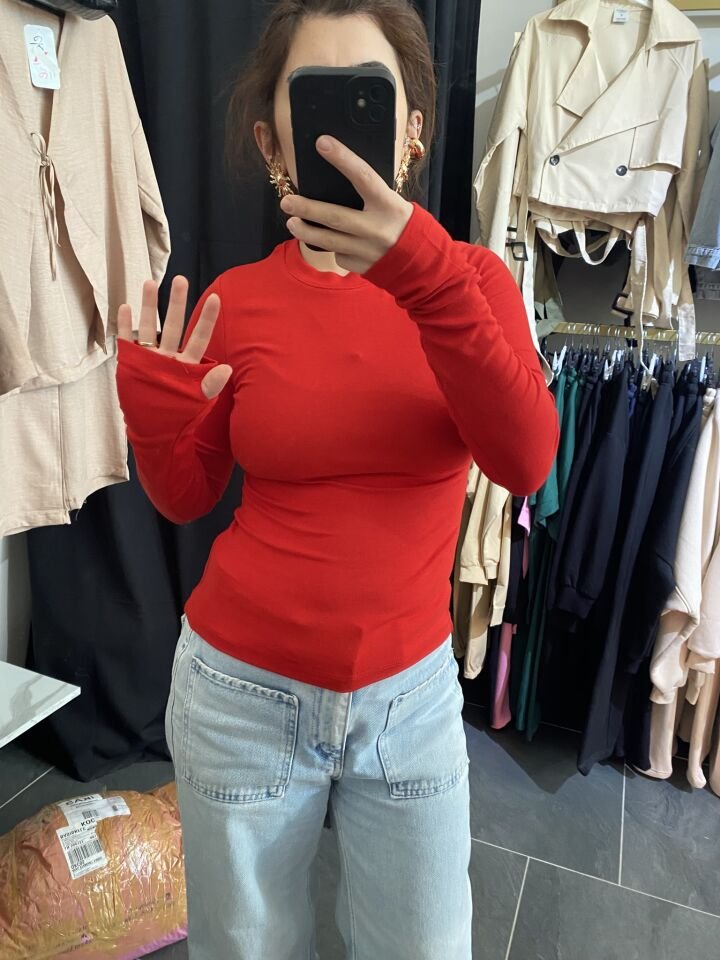 OYSHO PARMAK DETAY KIRMIZI BODY