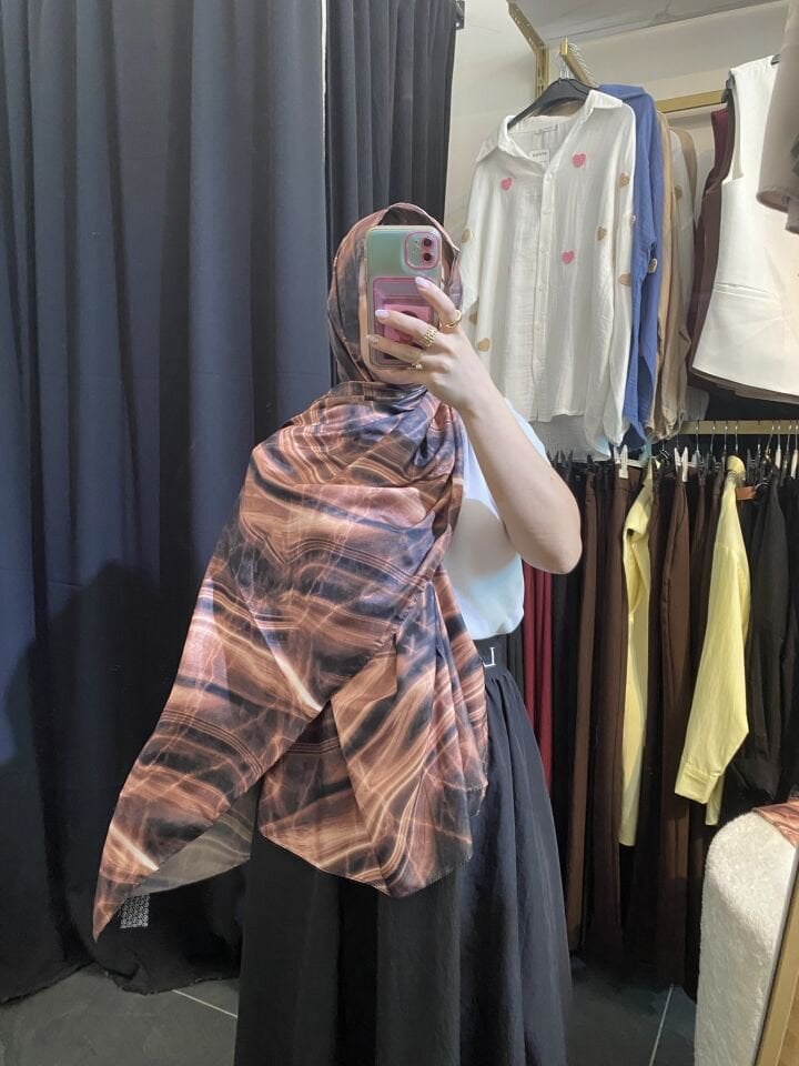 MK SATEN ŞAL KAHVE