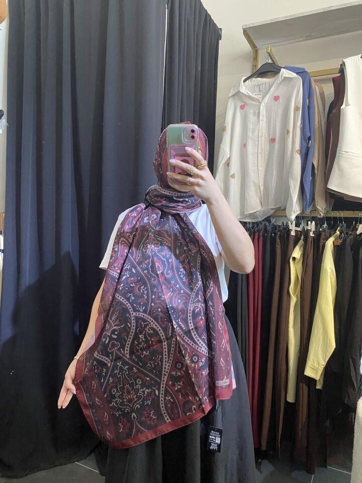 CAMELLİA ETNİK DESEN ŞAL BORDO
