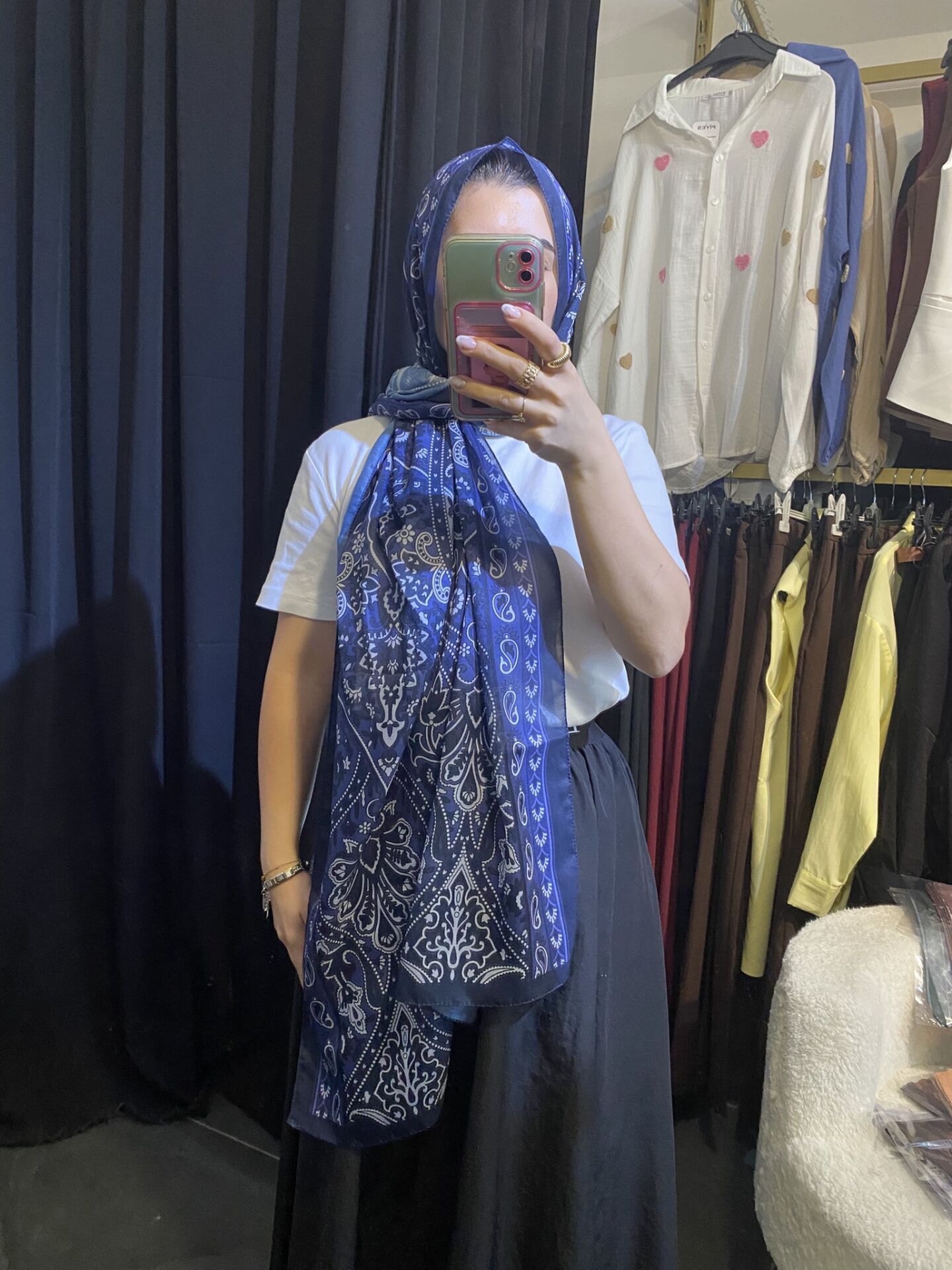 CAMELLİA ETNİK DESEN ŞAL LACİVERT