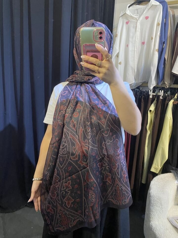 CAMELLİA ETNİK DESEN ŞAL BORDO 2