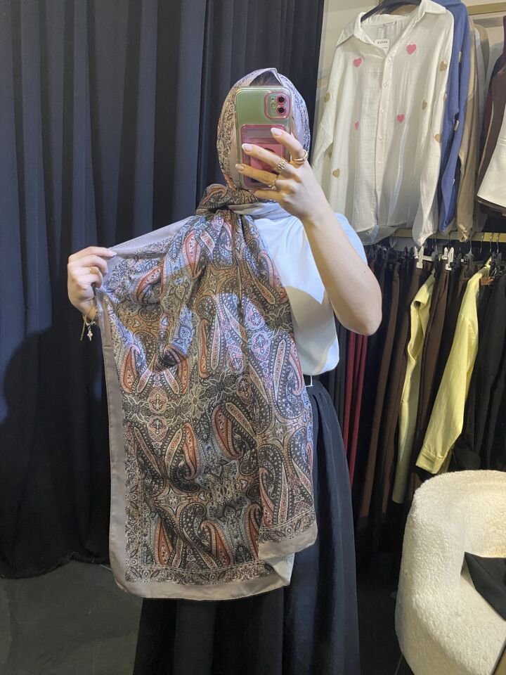 MK ETNİK DESEN ŞAL  GRİ