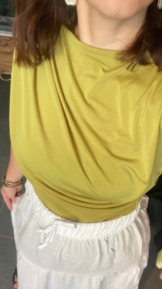 DRAPE BÜZGÜ DETAYLI SANDY BLUZ YEŞİL