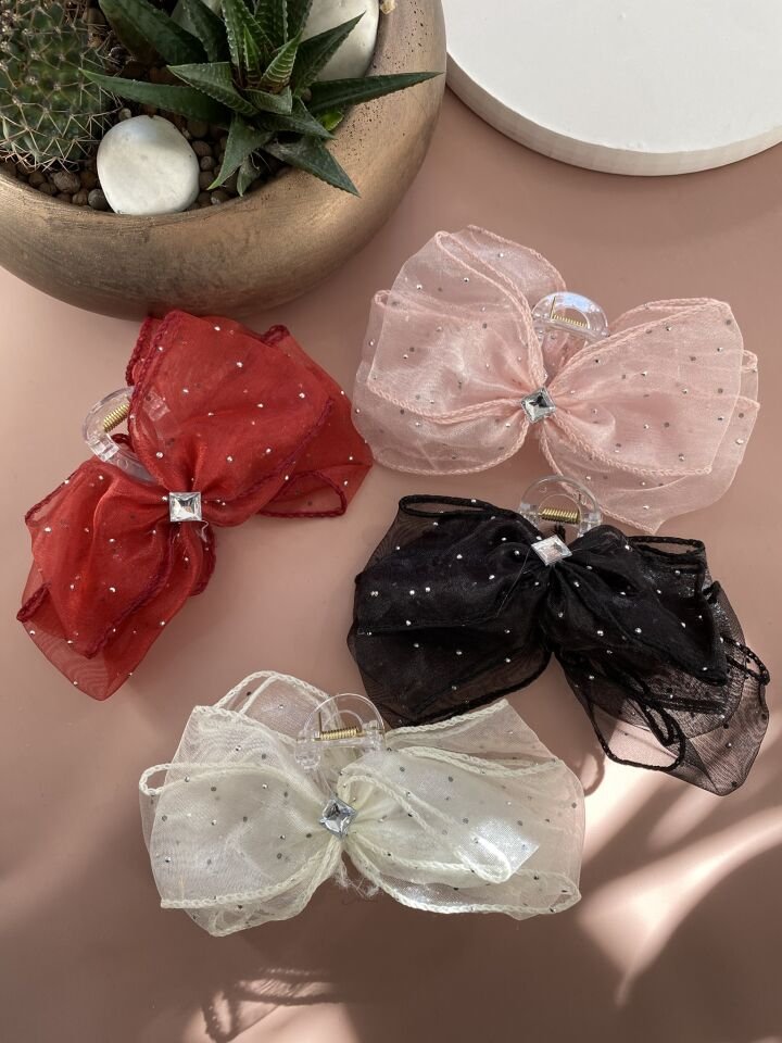 PEMBE FİYONK DETAYLI MANDAL TOKA 11 CM