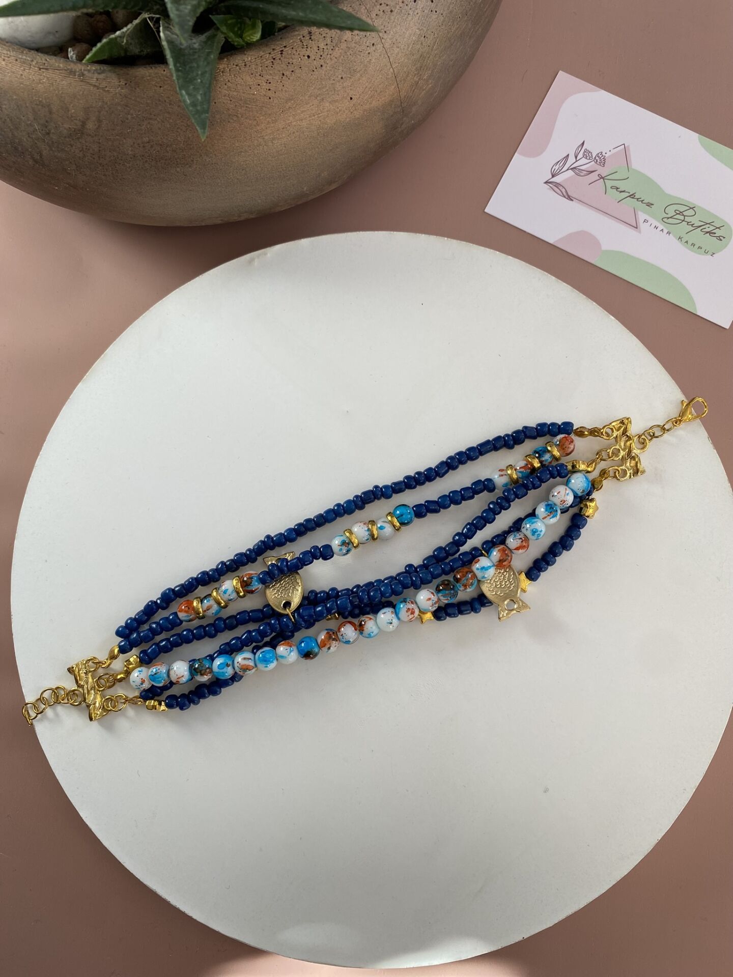 TASARIM ÇOKLU BONCUK BİLEKLİK 18 CM