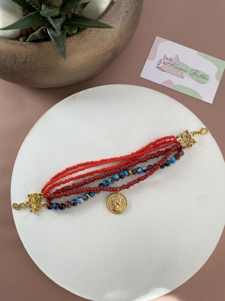 TASARIM ÇOKLU BONCUK BİLEKLİK 18 CM