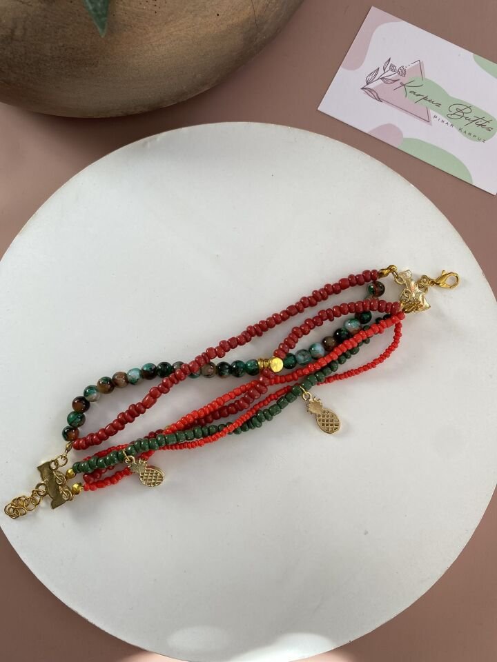 TASARIM ÇOKLU BONCUK BİLEKLİK 18 CM