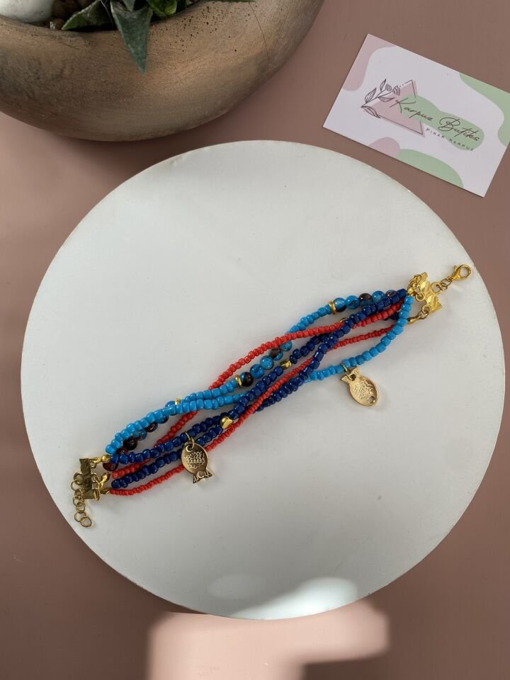 TASARIM ÇOKLU BONCUK BİLEKLİK 18 CM