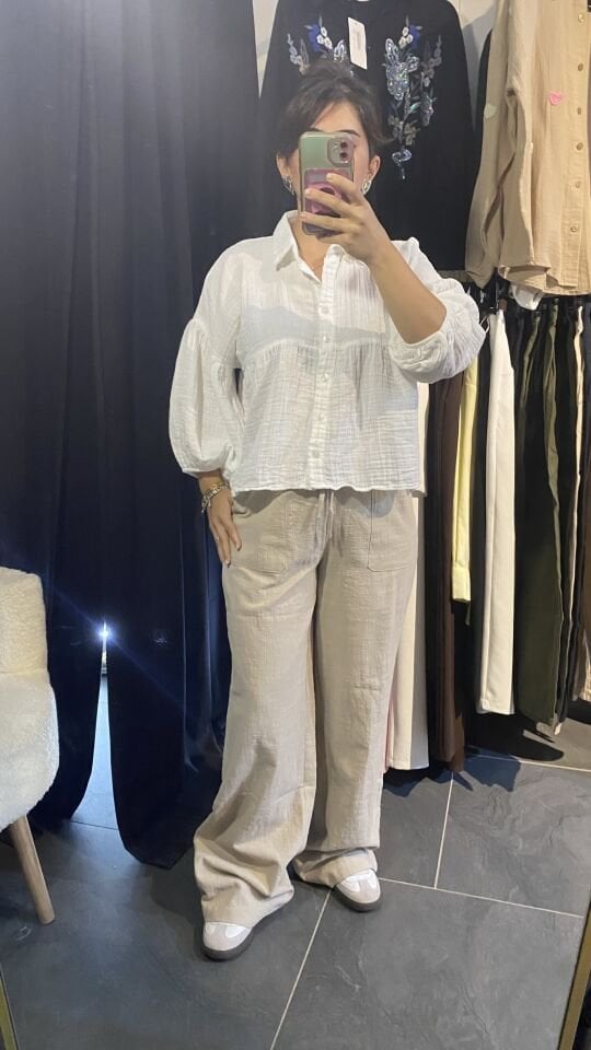 PREMİUM  BEJ KETEN PANTOLON