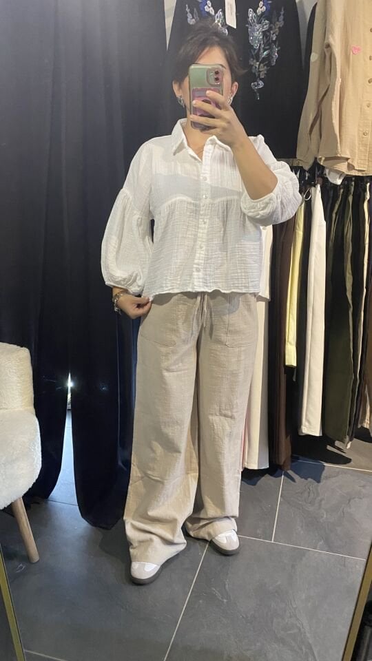 PREMİUM  BEJ KETEN PANTOLON