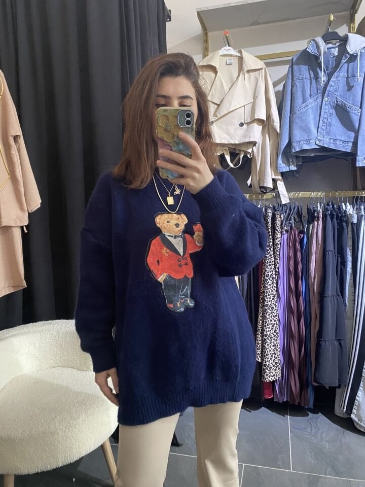 LACİVERT MUADİL TEDDY BEAR KAZAK