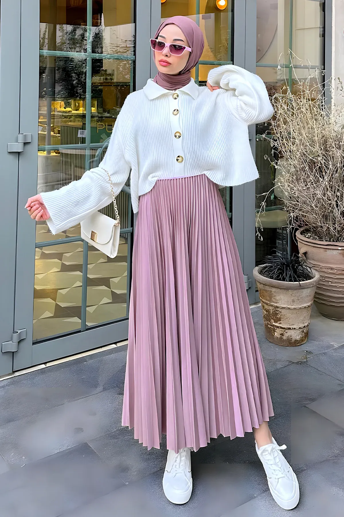 HENZA PİLİSELİ ETEK PEMBE