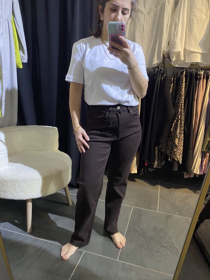 ZR MARKA MODEL KAHVE LİKRALI BOYFİT JEAN