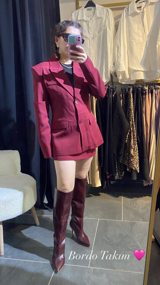 BORDO PREMİUM ETEKLİ CEKET TAKIM