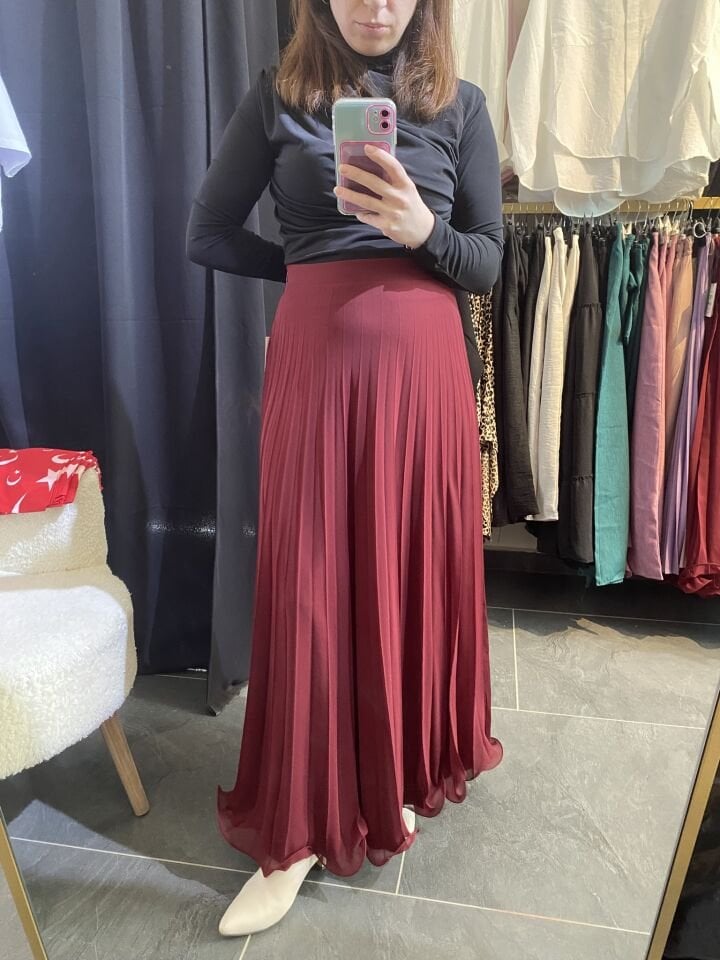 BORDO PİLİSELİ UÇ KIVRIMLI  ETEK