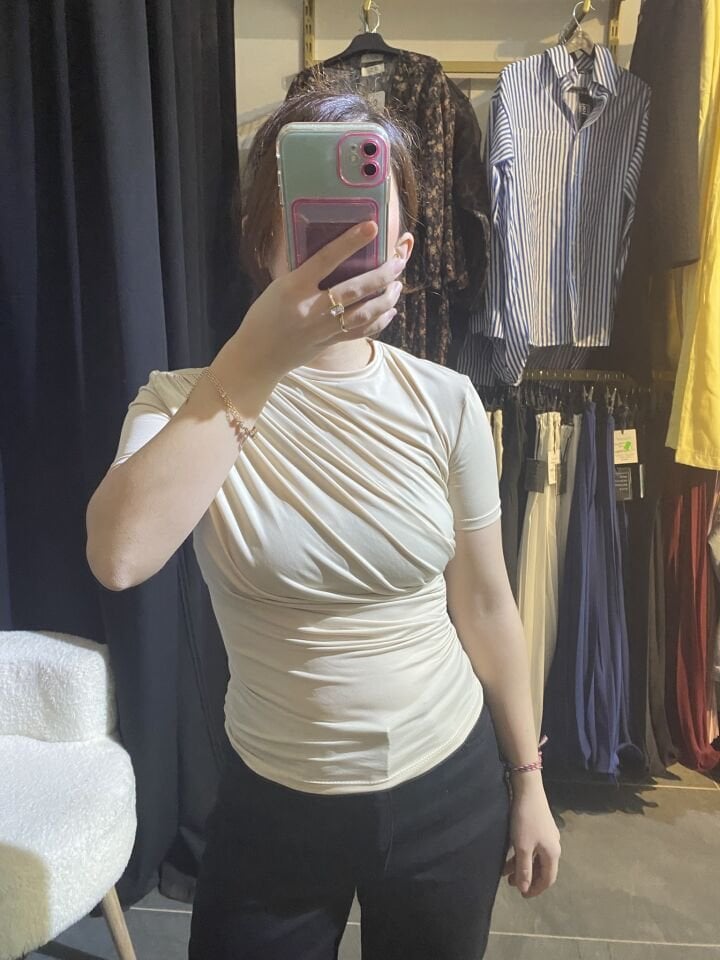 DRAPE DETAY SANDY BLUZ KREM