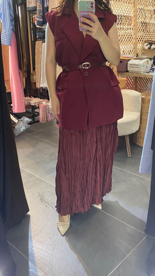 BORDO MİNA YELEK KEMERLİ