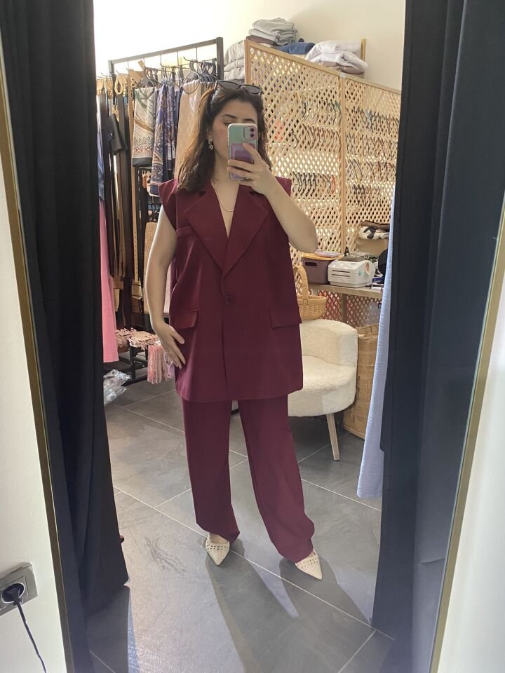 BORDO MİNA YELEK KEMERLİ
