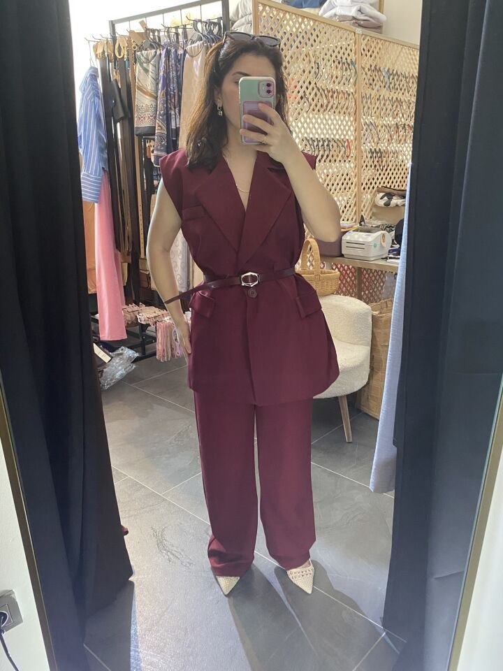 BORDO MİNA YELEK KEMERLİ