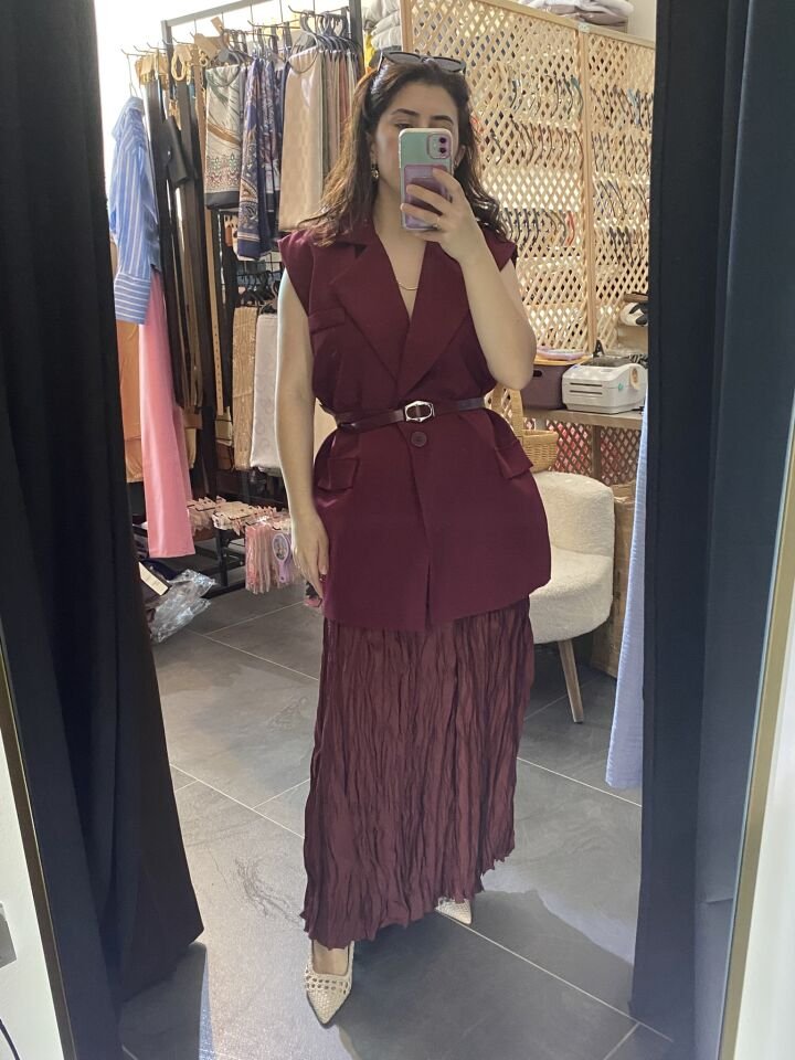 BORDO MİNA YELEK KEMERLİ